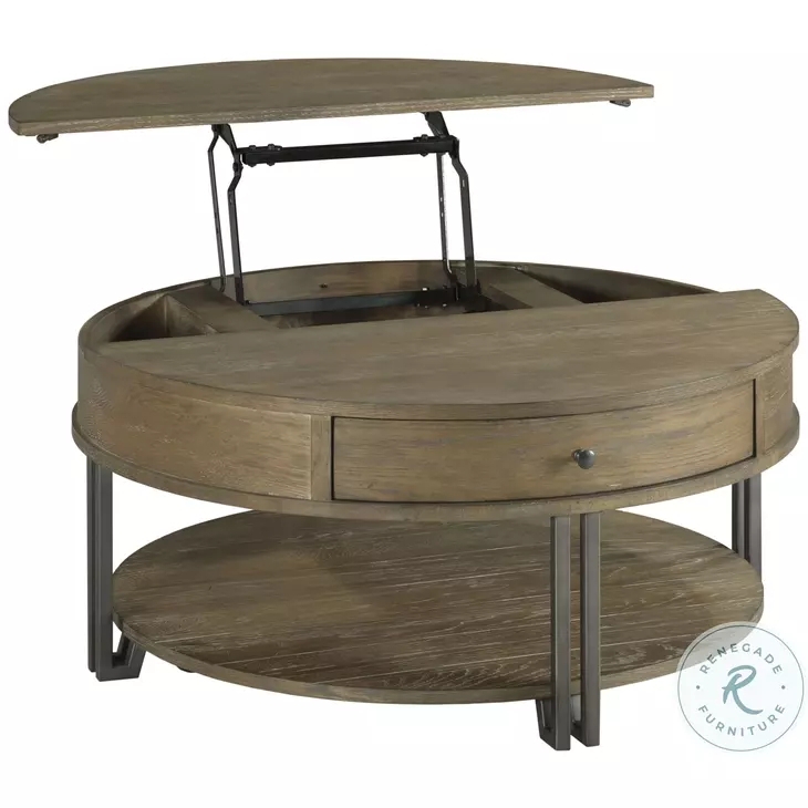 Coffee Table Split Top Design Industrial Wood Drawer Shelf