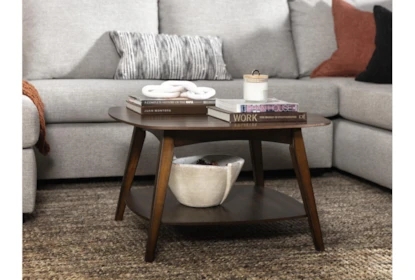 Coffee Table Square Dark Walnut Mid Century Modern Shelf Wood Tapered