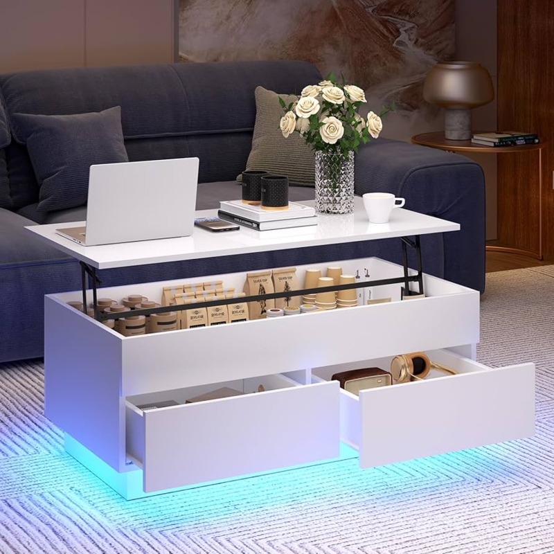 Coffee Table with LED Lighting and High Gloss Finish