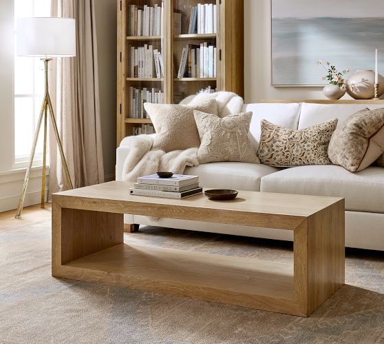 Coffee Table with Open Box Frame and Thick Mitered Edges