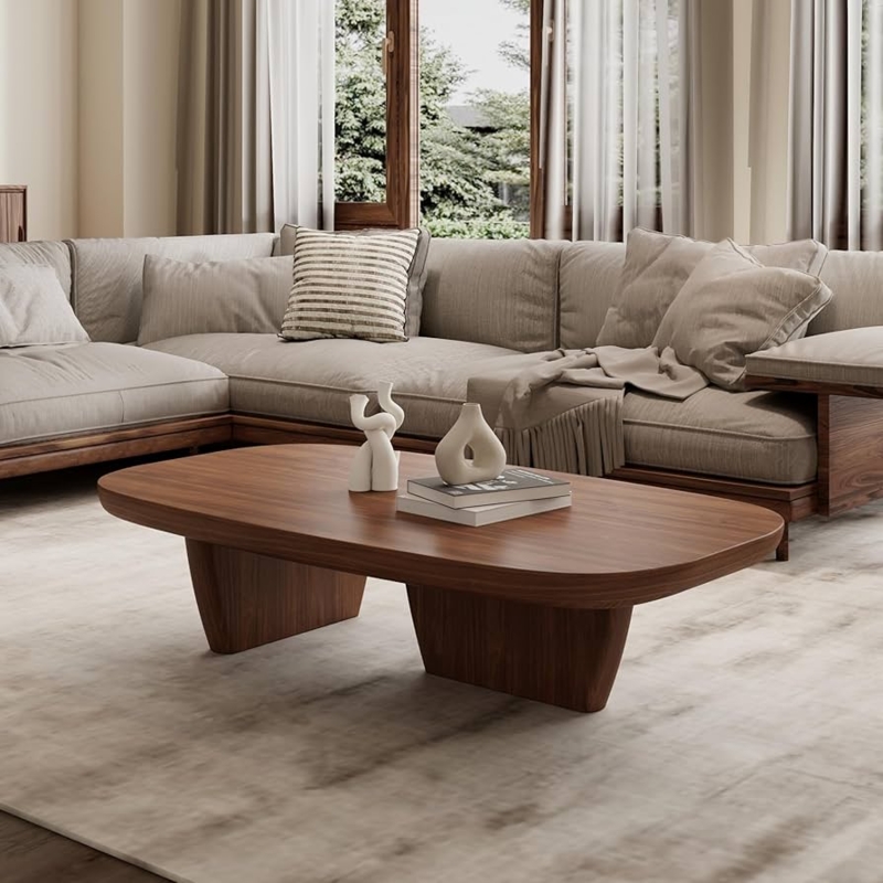 Coffee Table with Slab Legs and Rounded Corner Details