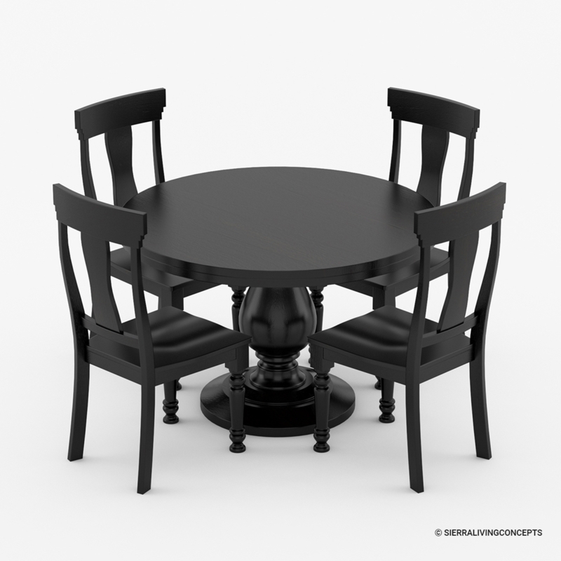 Colchester 48 Inch Black Round Kitchen Table with 4 Chair | Sierra Living  Concepts
