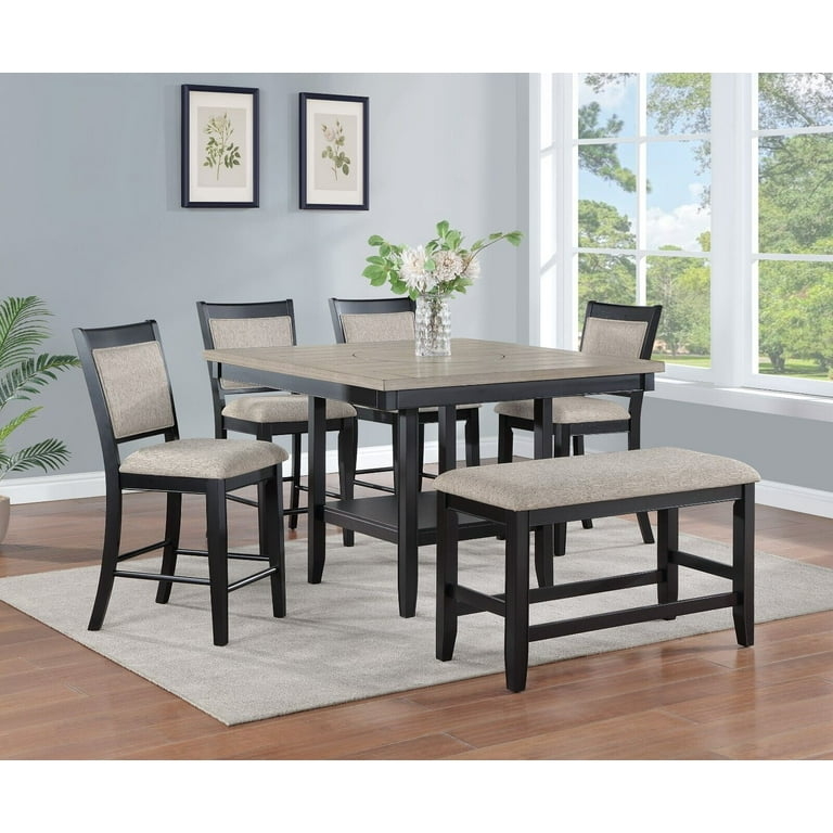 Contemporary Counter Height Set with Square Table & Lazy Susan