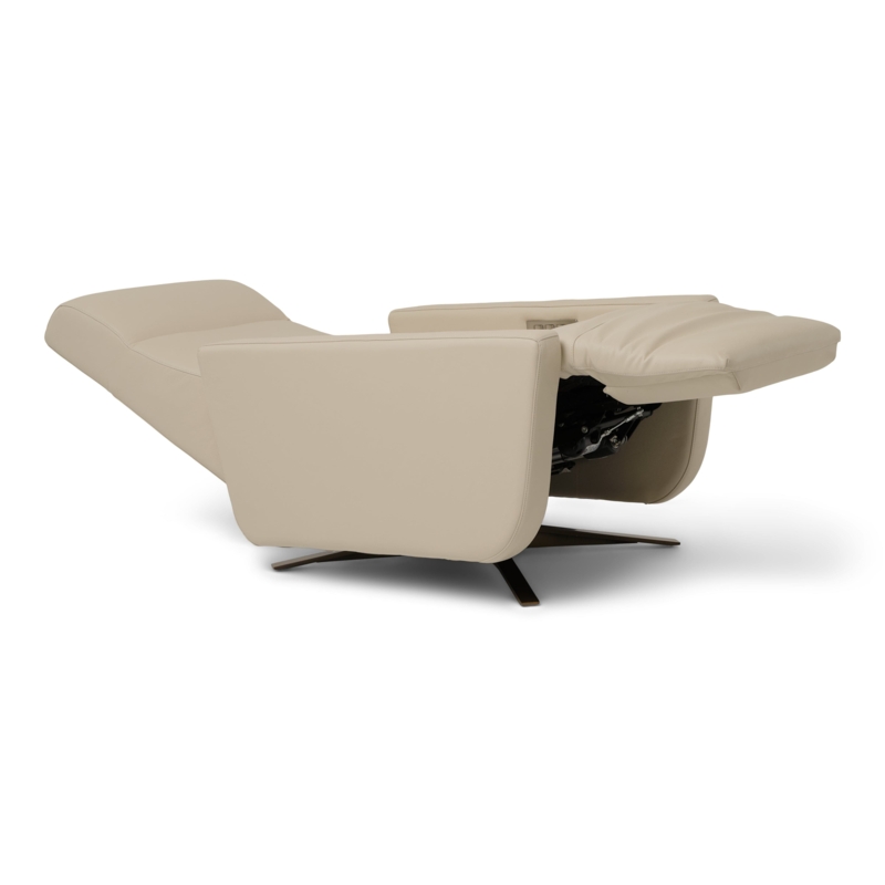 Contemporary Cream Recliner Slim Profile Star Base