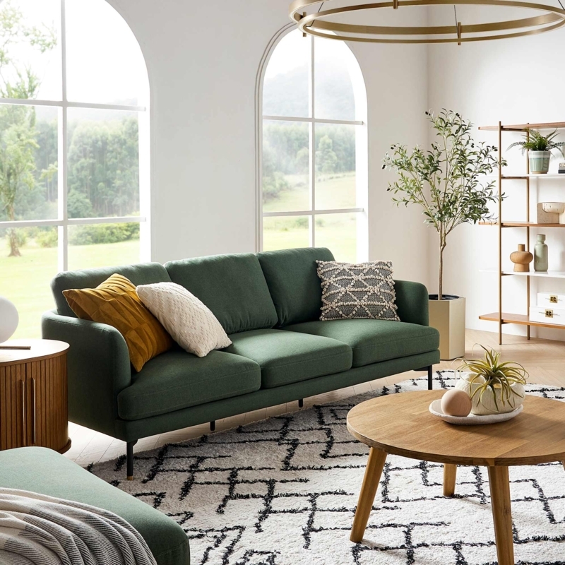 Contemporary Forest Sofa with Black Tapered Legs