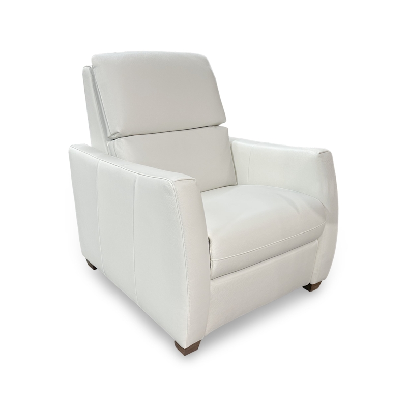 Contemporary Power Recliner, Track Arms, Split Back Leather-Like Chair