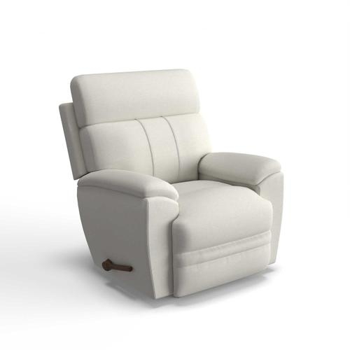 Contemporary Rocking Recliner in Cream with Vertical Stitching