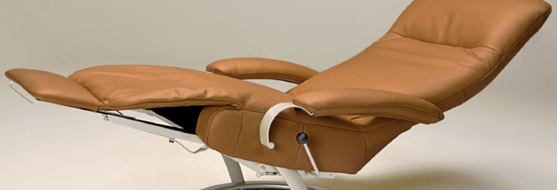 Contemporary Tan Recliner with Manual Adjustment Lever