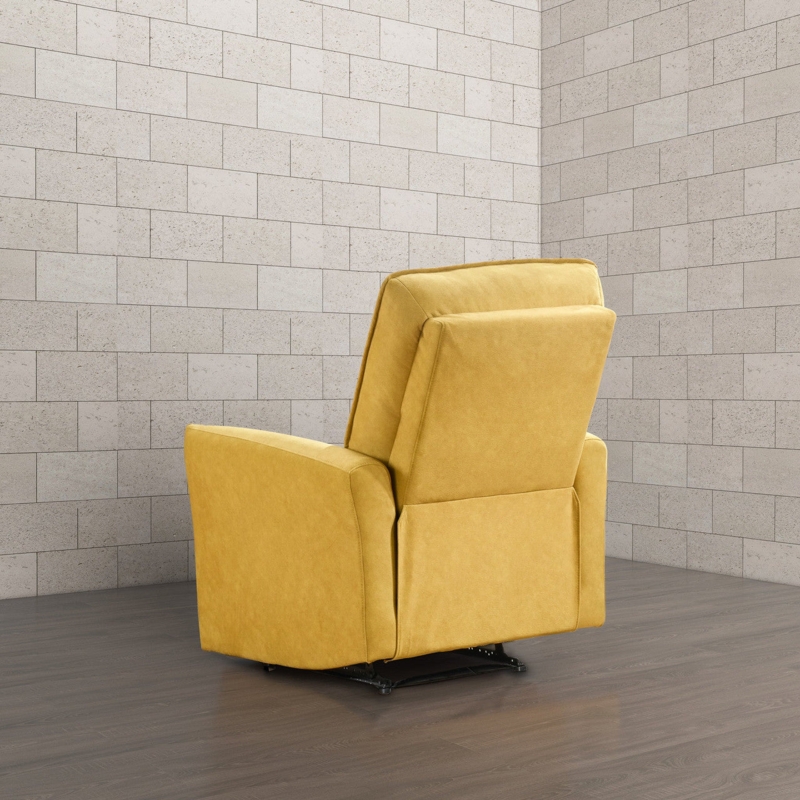 Contemporary Track Arm Recliner Chair in Dark Yellow Suede-Like Fabric