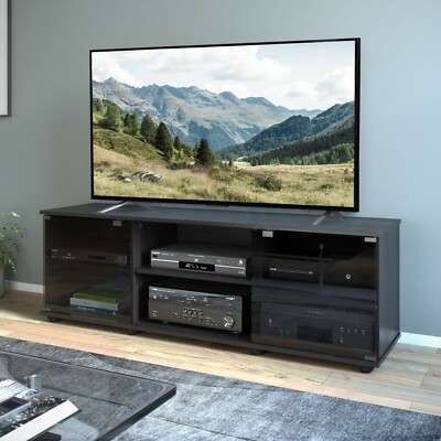 Contemporary TV Stand in Ravenwood Black Finish