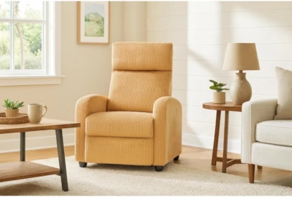 Corduroy Manual Push-Back Recliner with High Backrest
