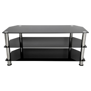 Corner Fit TV Stand with Chrome Legs and Black Glass Shelves
