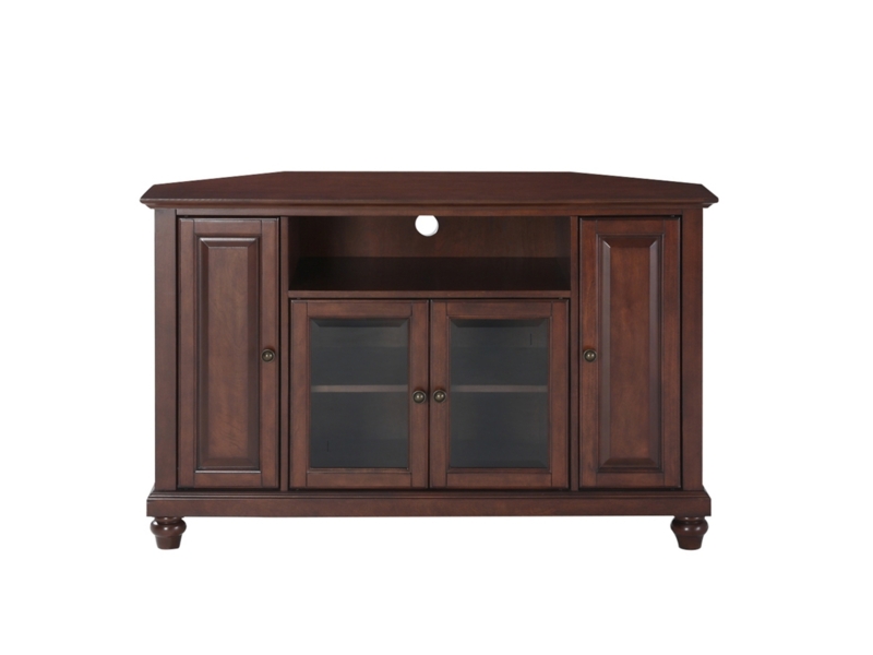Corner TV Stand Raised Panels, Dark Brown Traditional Media Console