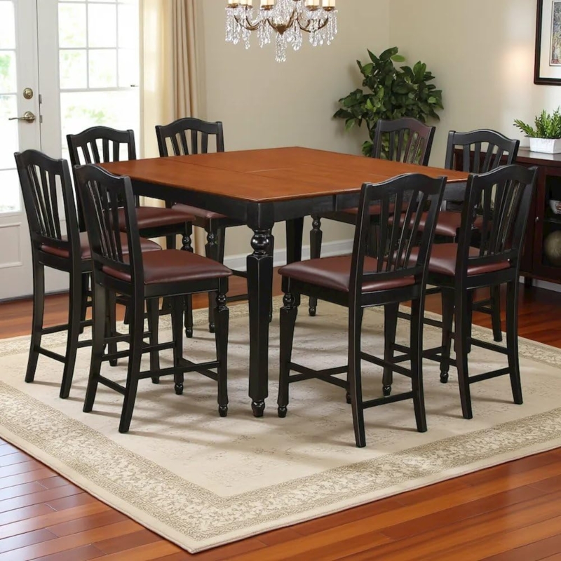 Counter Height 9-Piece Dining Set in Two-Tone Finish