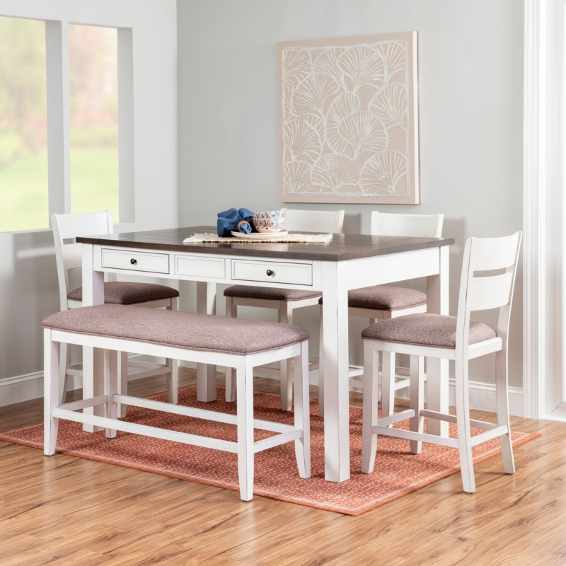 Counter Height Dining Set with Integrated Storage Drawers