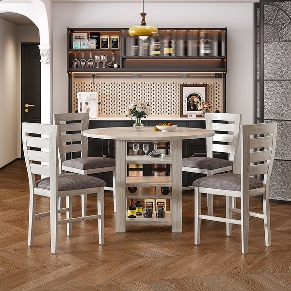 Counter Height Dining Set with Integrated Wine Rack Base