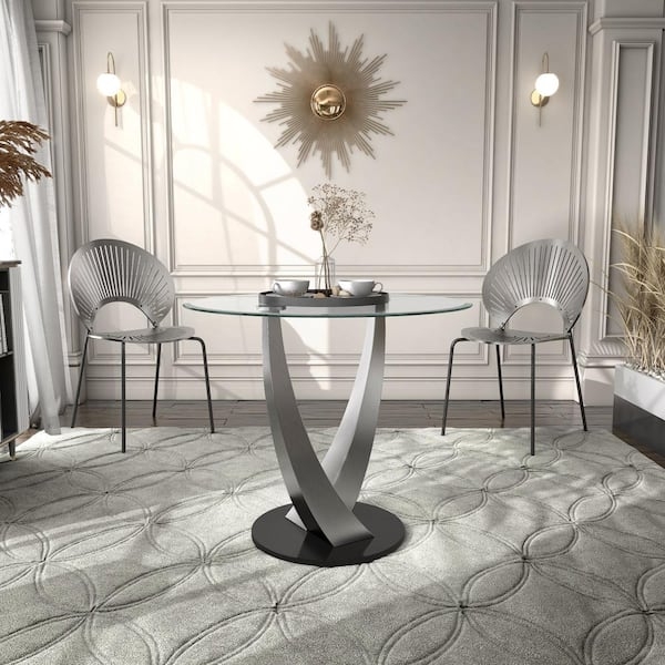 Counter Height Dining Set with Silver Starburst Pedestal Base