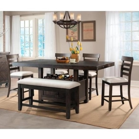 Counter Height Dining Set with Storage Base & Wine Rack