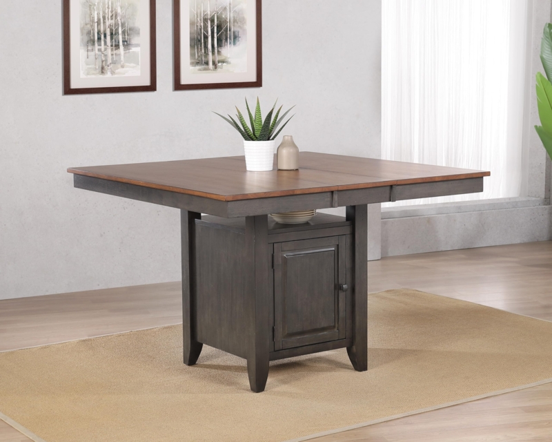 Counter Height Table with Storage Pedestal and Butterfly Leaf
