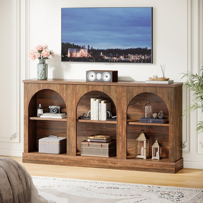 Country Style TV Stand Distressed White Barn Doors Farmhouse