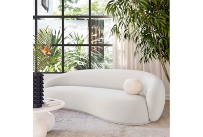 Cream Curved Sofa Bean Shape Sculptural Organic Modern