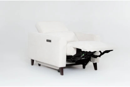 Cream Power Recliner Chair with Adjustable Headrest and Tapered Legs