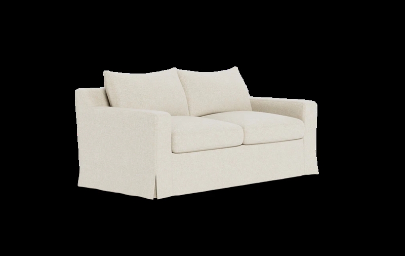 Cream Track Arm Loveseat with Slipcover Base and Loose Back Cushions