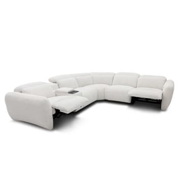Curved Power Recliner Sectional in Cream Boucle Fabric