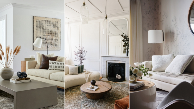 Curved Silhouette Sofa with Layered Textures and Transitional Style