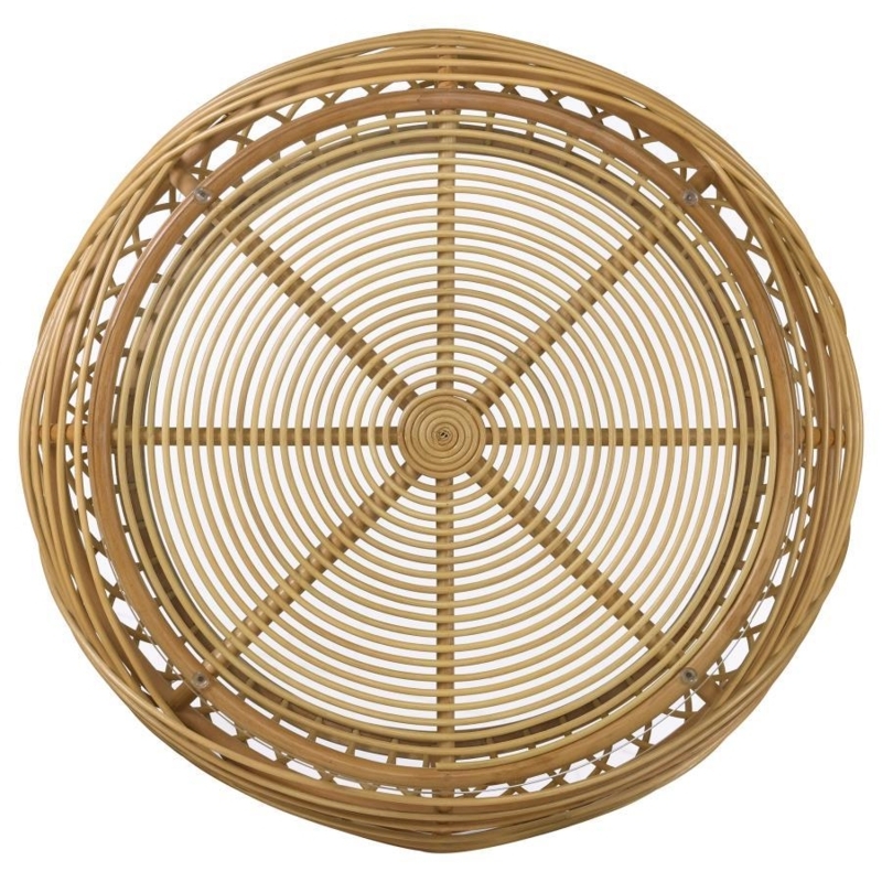 Dahlia - Round Glass Top Woven Rattan Coffee Table - Natural | 5th Avenue  Furniture