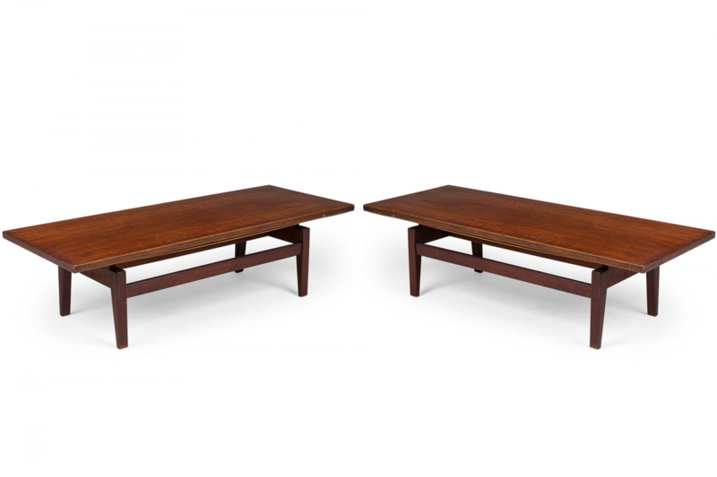 Danish Modern Floating Top Coffee Table, Tapered Legs, Walnut Wood