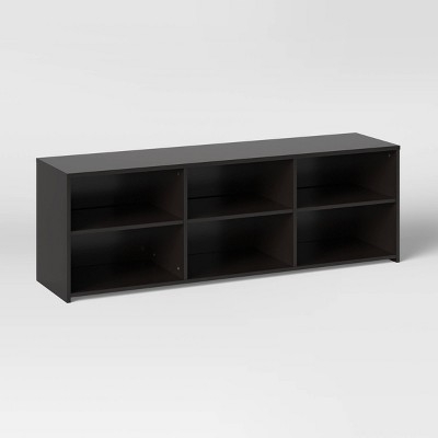 Dark Espresso TV Stand with Six Open Compartments for Storage