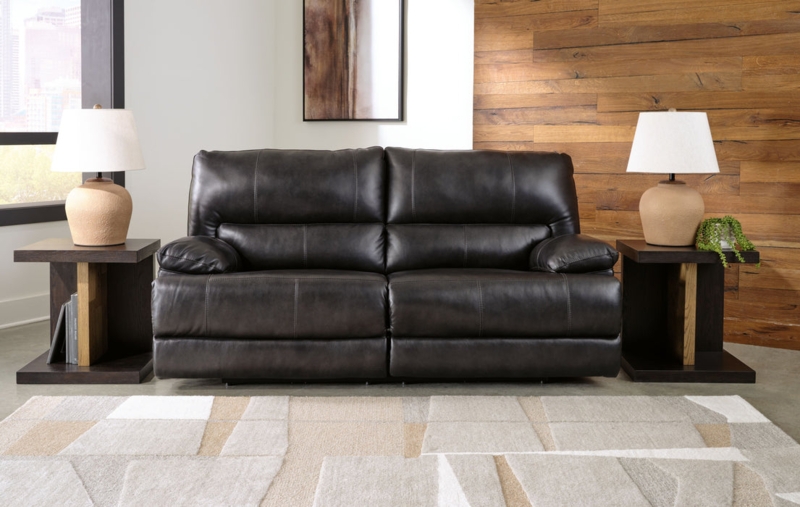 Dark Grey Power Reclining Sofa with Adjustable Headrests