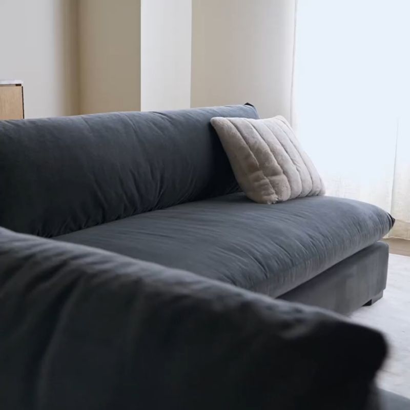 Deep-Seated Modular Sectional in Charcoal Performance Velvet