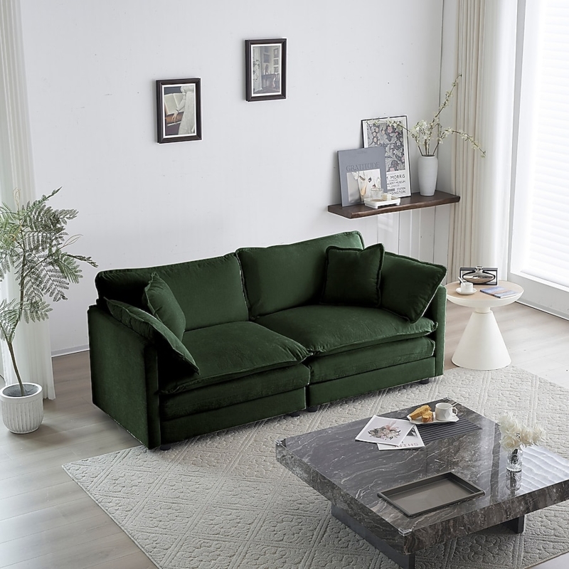 Dexmalle Modern Green Chenille Loveseat Sofa Couch with 4 Pillows for  Living Room in the Couches, Sofas & Loveseats department at