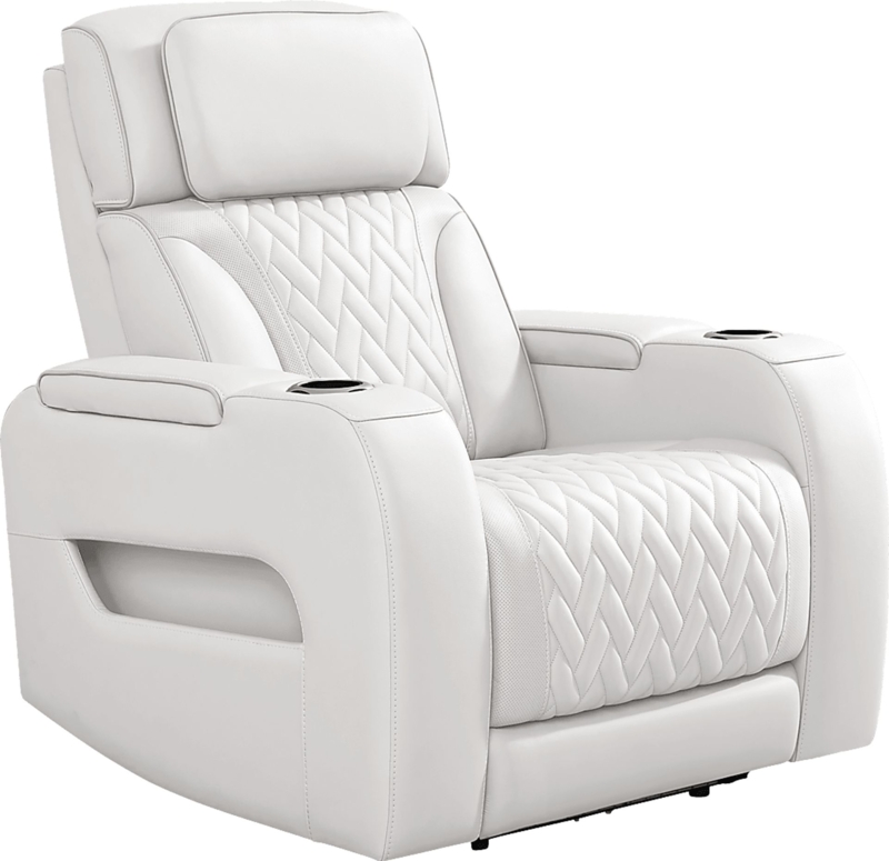 Diamond Quilted Power Recliner with Cup Holders, Quilted Theater Chair