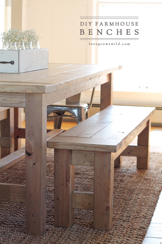 Dining Bench Thick Trestle Legs Weathered Wood, Light Wood Bench Seating