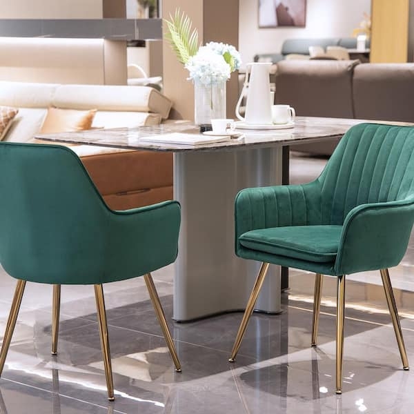 Dining Chair Channel Tufted Velvet Gold Legs Modern Glam