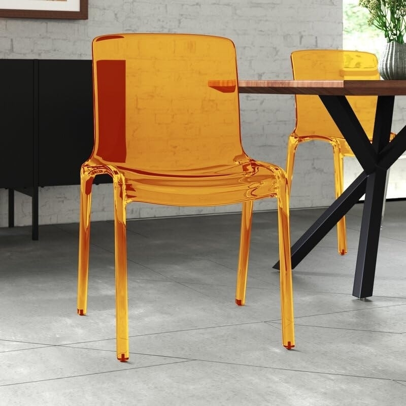 Dining Chair Clear Acrylic Full Back Minimalist Glossy Finish
