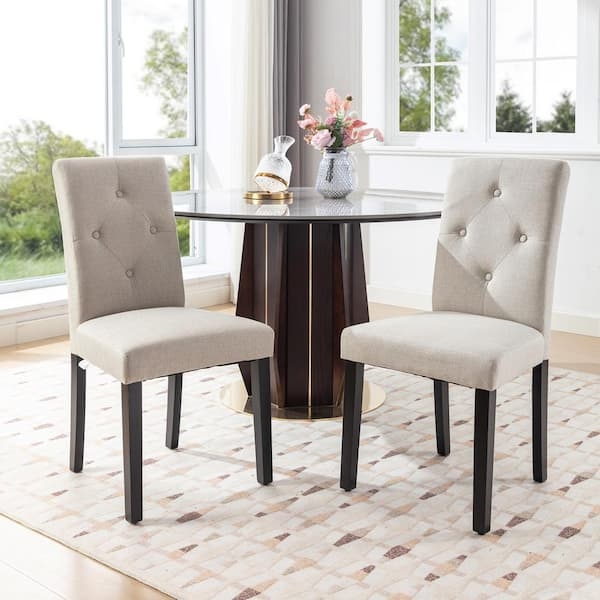 Dining Chair High Back Diamond Tufted Espresso Legs