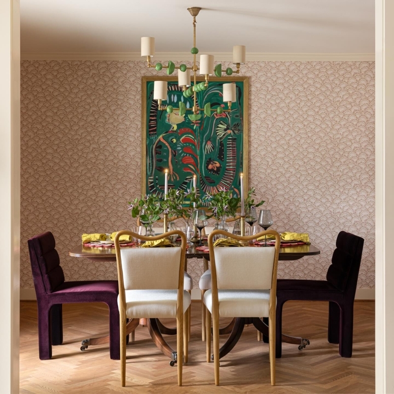 Dining Chair Oak Frame Sage Green Velvet Mixed Seating Set