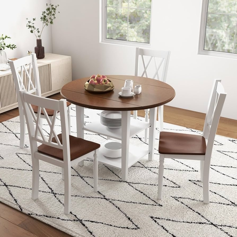 Dining Chair Two Tone Finish Spindle Back White Farmhouse