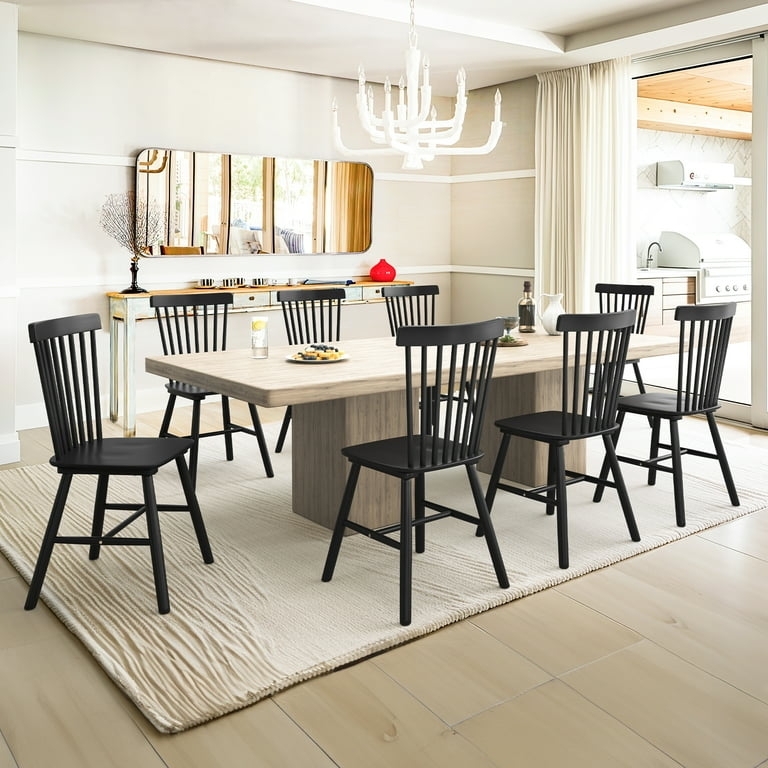 Dining Chair Woven Seat Matte Black Finish Curved Backrest