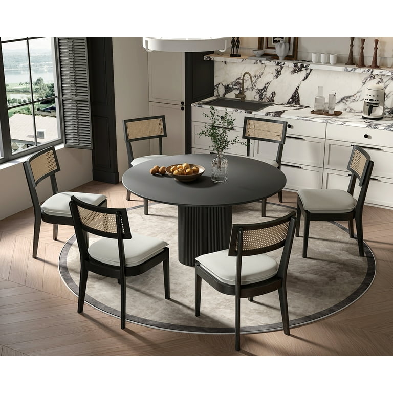Dining Chairs Modern Farmhouse Cane Back Ribbed Pedestal Set