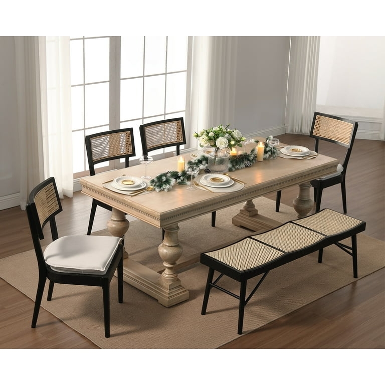 Dining Chairs Set Black Cane Back French Country With Bench