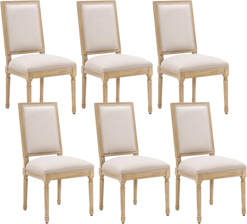 Dining Chairs Set French Country Weathered Wood Fluted Legs