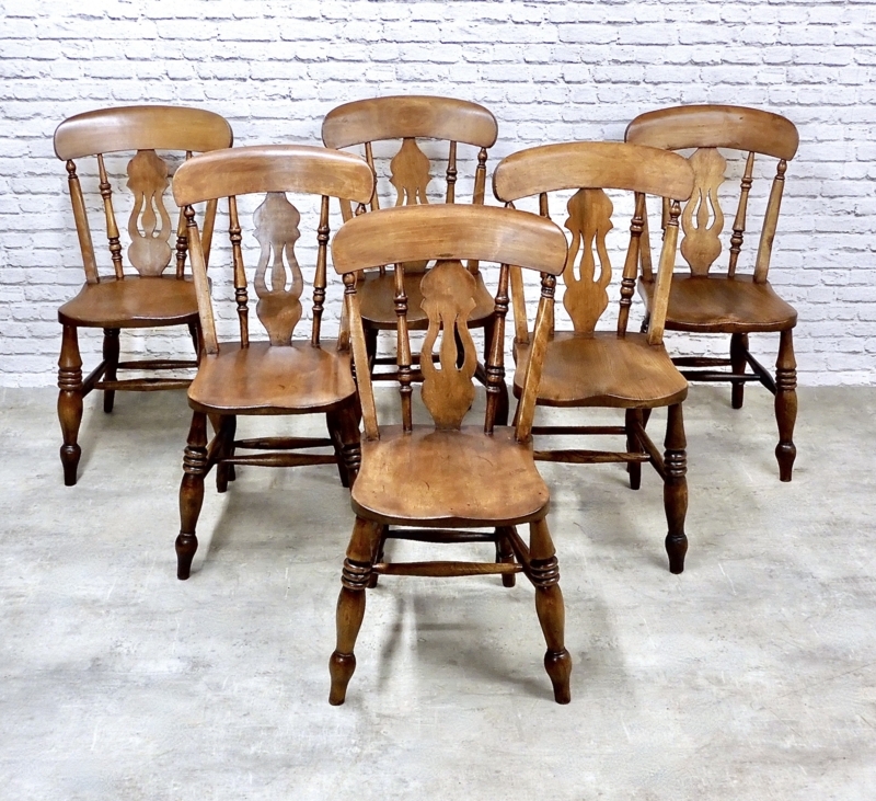 Dining Chairs Set of 6 Country Style Wood Decorative Splat Back
