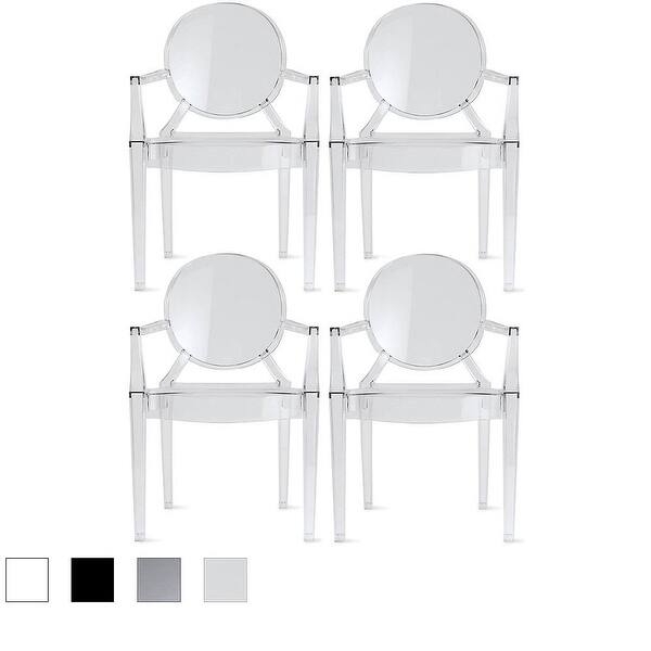 Dining Chairs Transparent Acrylic Integrated Arms Ghost Style Set