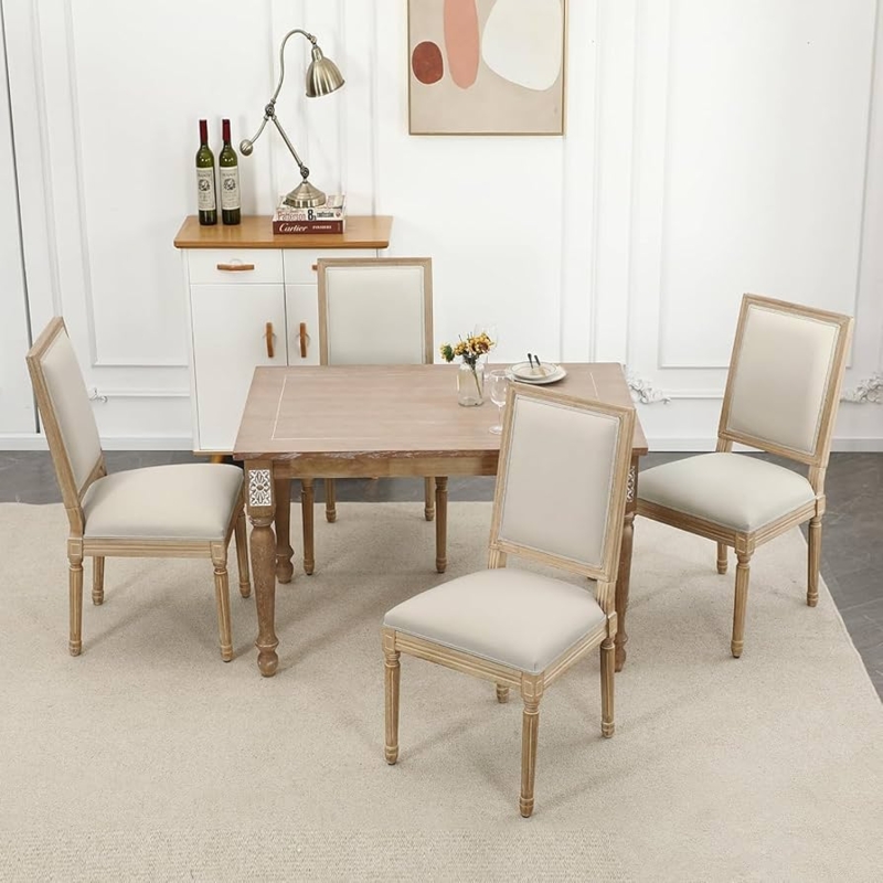 Dining Chairs Upholstered Rectangular Back Weathered Farmhouse