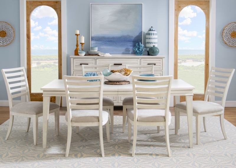 Dining Room Set 7-Piece Extendable Ladder Back White Finish